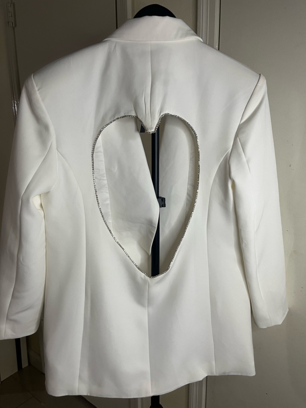 White Blazer with Heart Shaped Diamanté Cutout